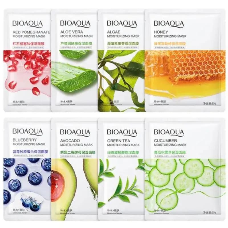 Whitening Face Sheet Mask Set Of 6 Multicolor Hydrating Brightening Skin Care Masks for Radiant Smooth and Glowing Skin | Random Flavor