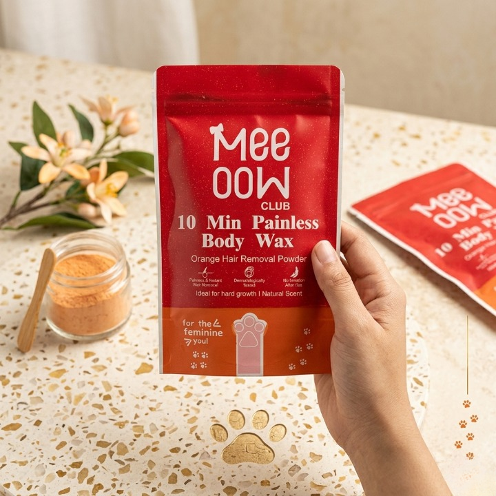 Meow Club 10 Min Painless Body Wax – Orange Hair Removal Powder for Smooth Skin - 100g