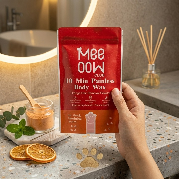 Meow Club 10 Min Painless Body Wax – Orange Hair Removal Powder for Smooth Skin - 100g