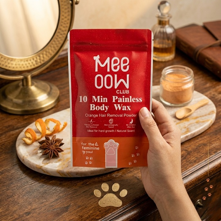Meow Club 10 Min Painless Body Wax – Orange Hair Removal Powder for Smooth Skin - 100g