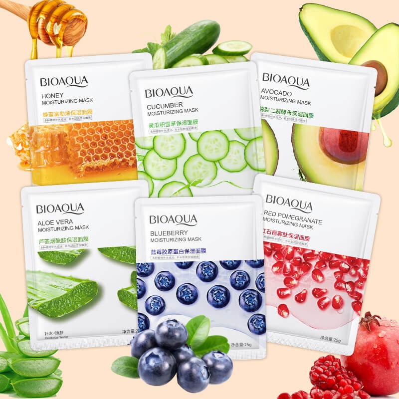 Whitening Face Sheet Mask Set Of 6 Multicolor Hydrating Brightening Skin Care Masks for Radiant Smooth and Glowing Skin | Random Flavor
