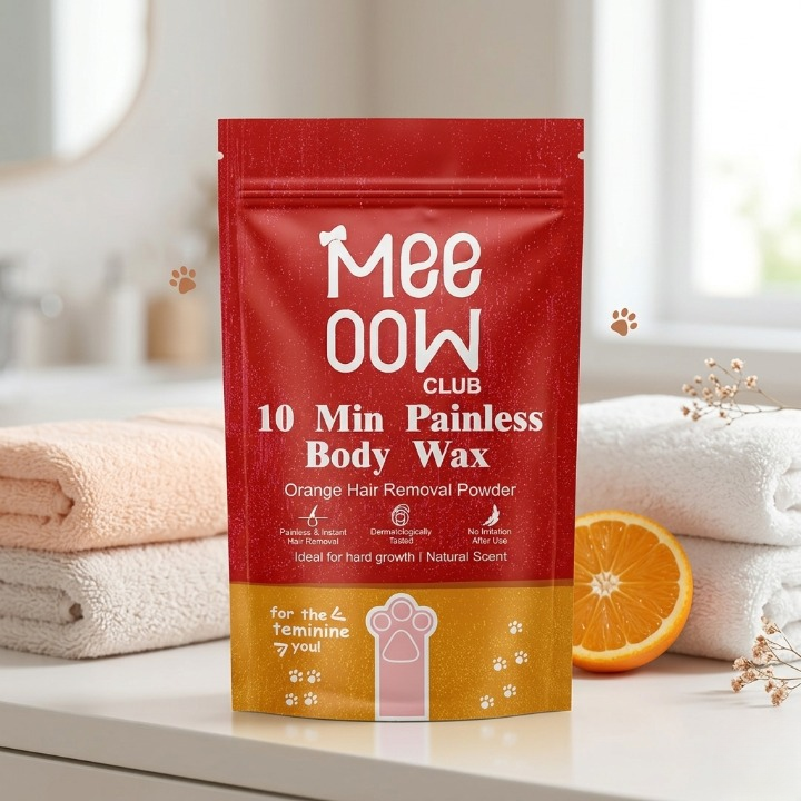 Meow Club 10 Min Painless Body Wax – Orange Hair Removal Powder for Smooth Skin - 100g