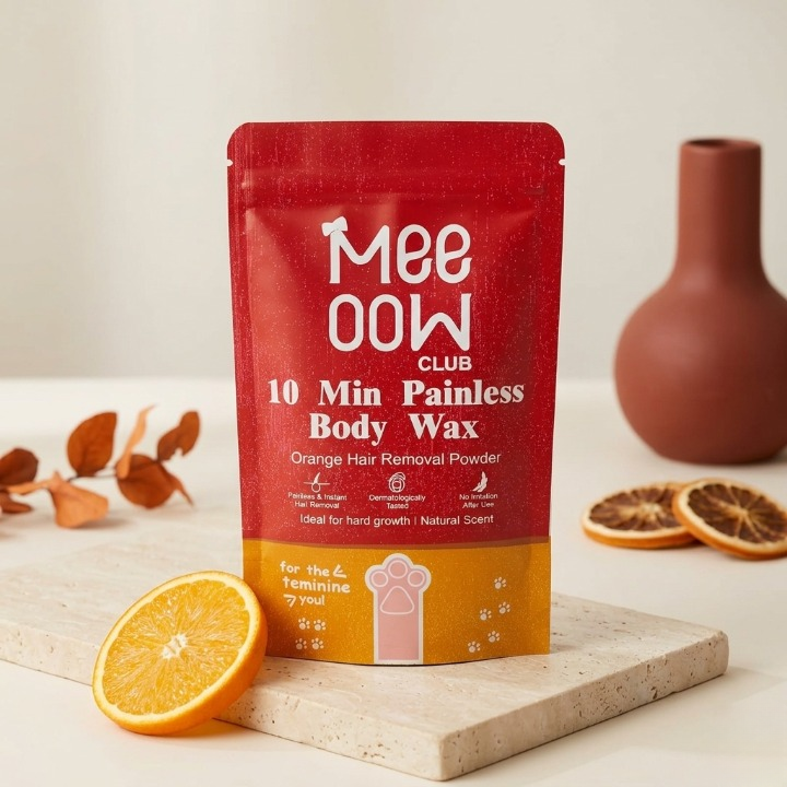 Meow Club 10 Min Painless Body Wax – Orange Hair Removal Powder for Smooth Skin - 100g