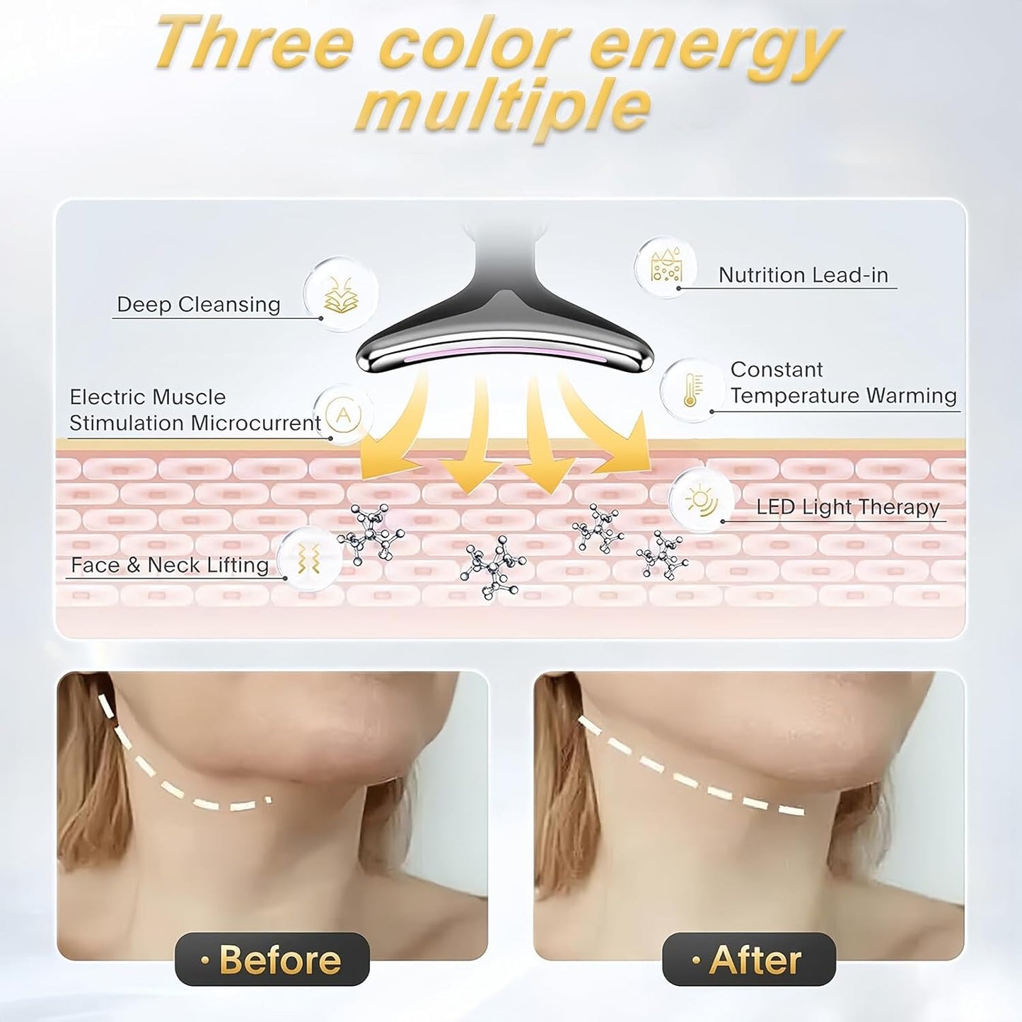 Face & Neck Massager Against Wrinkles, Face Beauty Device, Electric Face Massager Anti-Wrinkle with 3 Modes 45°C Anti-Wrinkle Face Device Skin Tightening Ems Face Care Device Anti-Wrinkle