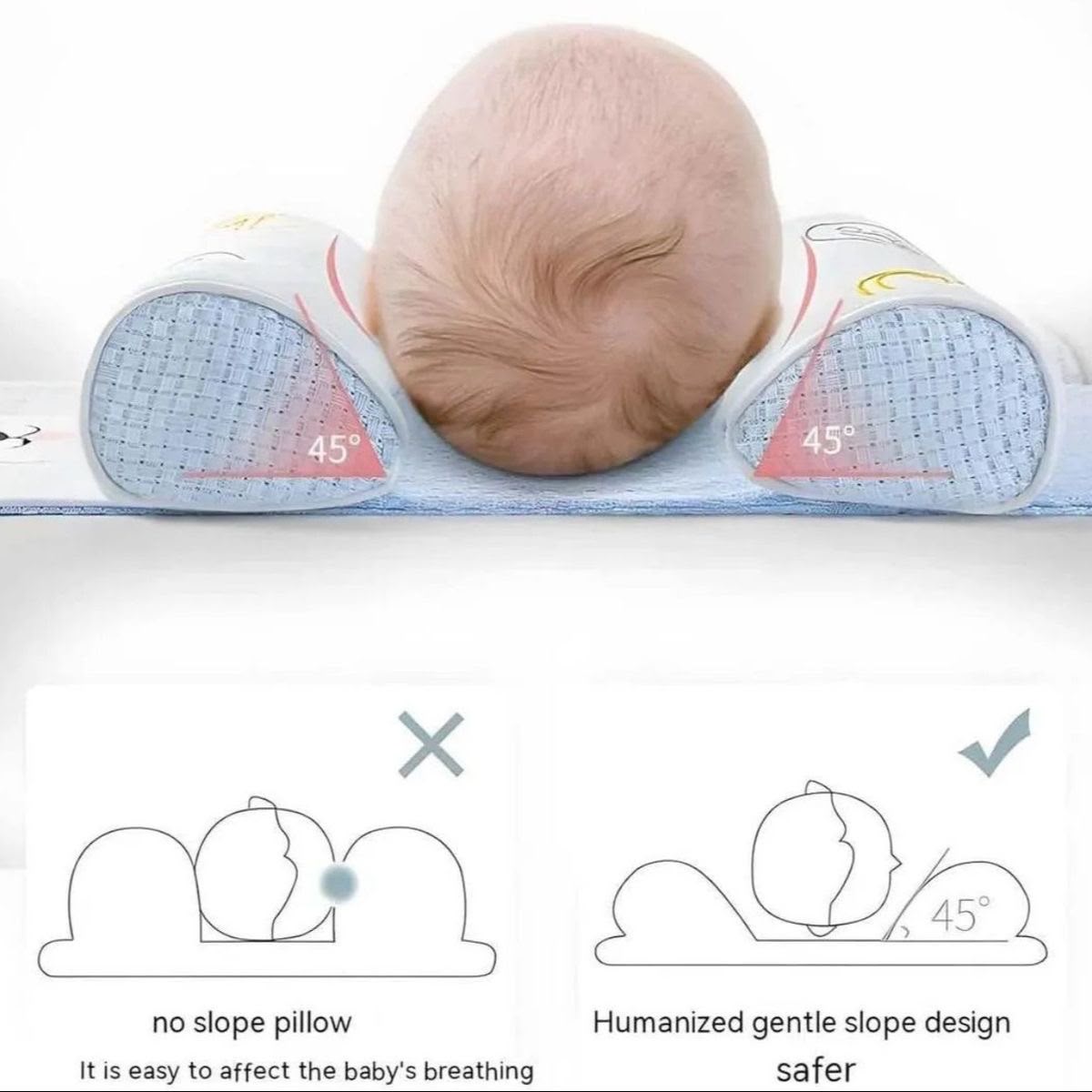 Adjustable Baby Sleeping Support Pillow Anti Roll Cushion And Neck Protection Infant Sleep Positioner | Random Colour